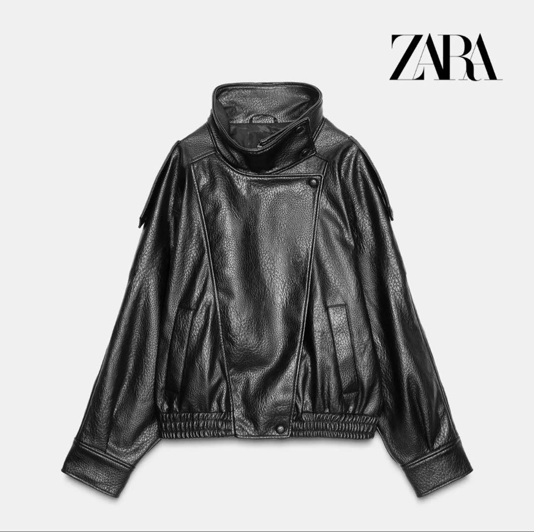ZARA ブラック レザーライダースジャケット Sサイズ - メルカリ