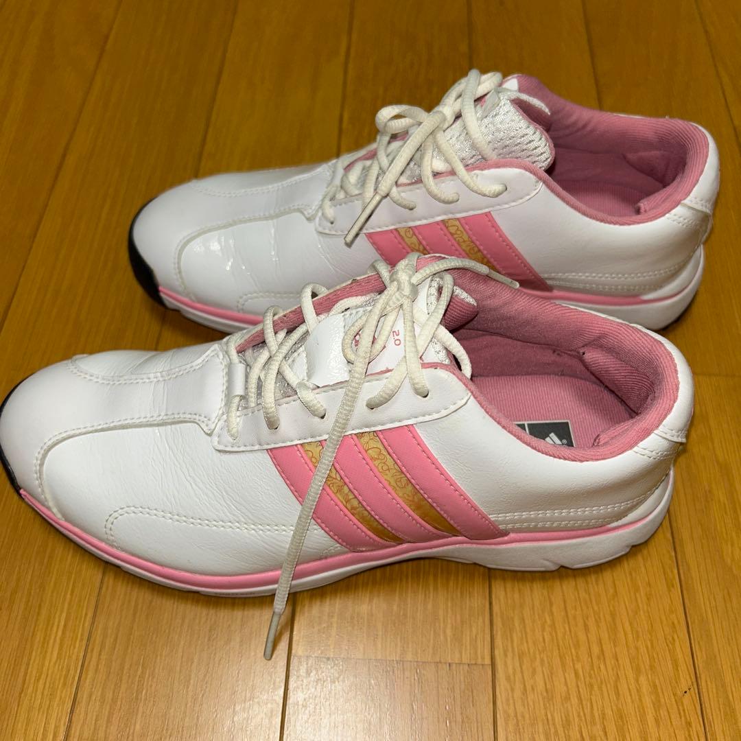 adidas ゴルフシューズ ホワイト/ピンク レディース 23.0cm - メルカリ