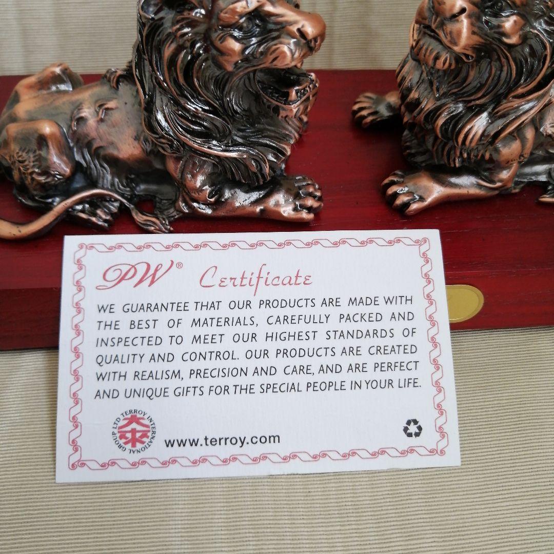 カ*て様 香港HSBC銀行 風水　ブロンズライオン像 2体セット非売品　獅子　箱