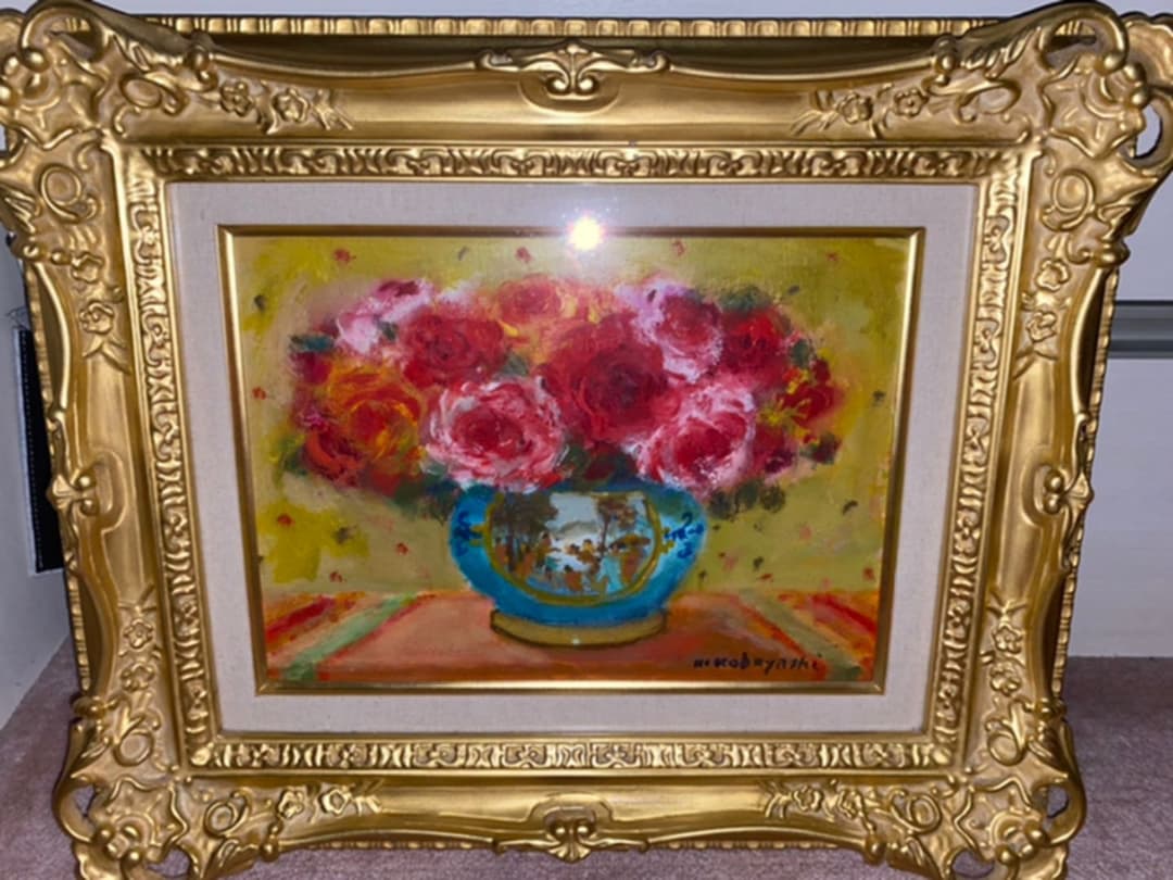 小林昌郎　バラ（F4号）油彩画 Yahoo!オークション -「小林昌郎」の落札相場・落札価格