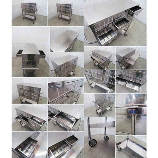 美品□福美商会□ステンレス製□メディカルワゴン□キャスター付き