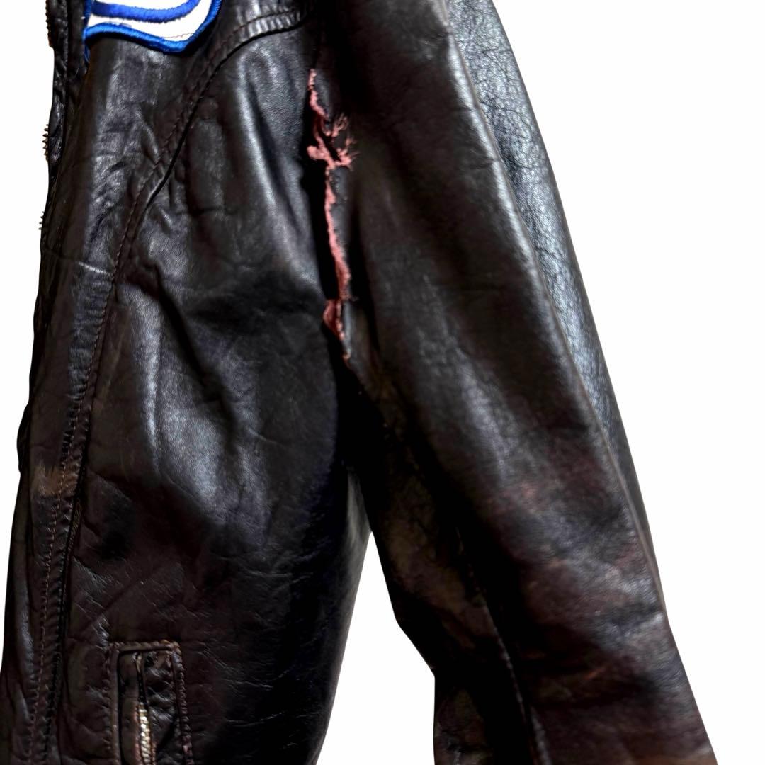 50s 60s ビュー ブレッド ブラウン レザー ライダースジャケット 茶