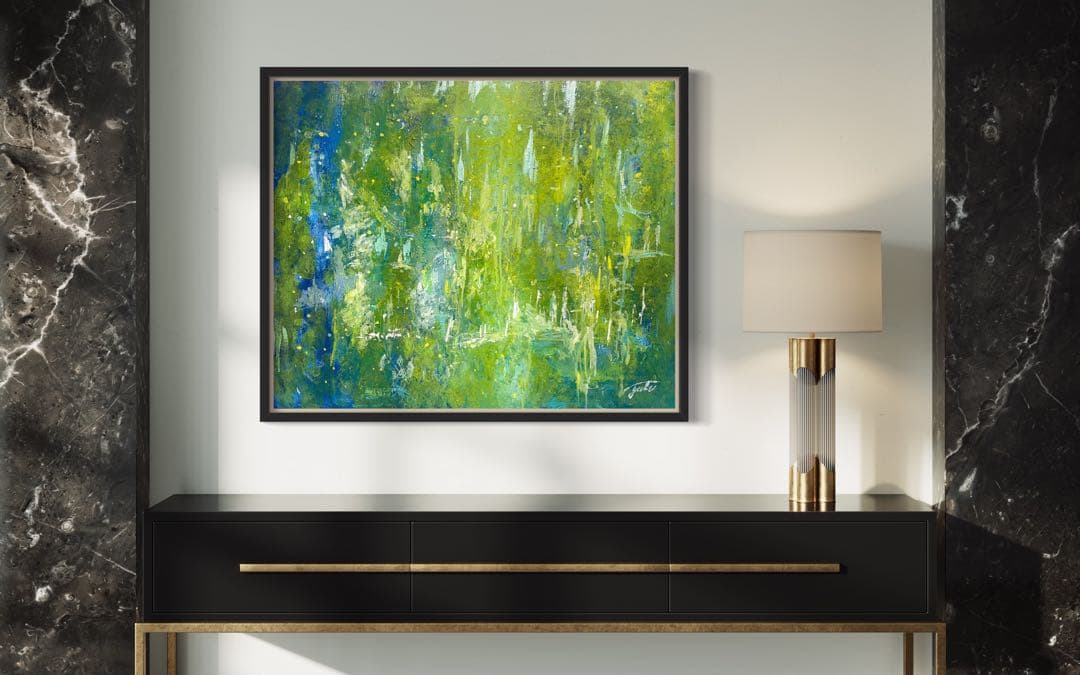 原画 73×60cm「美しき緑の星」現代アート 額縁付 - メルカリ