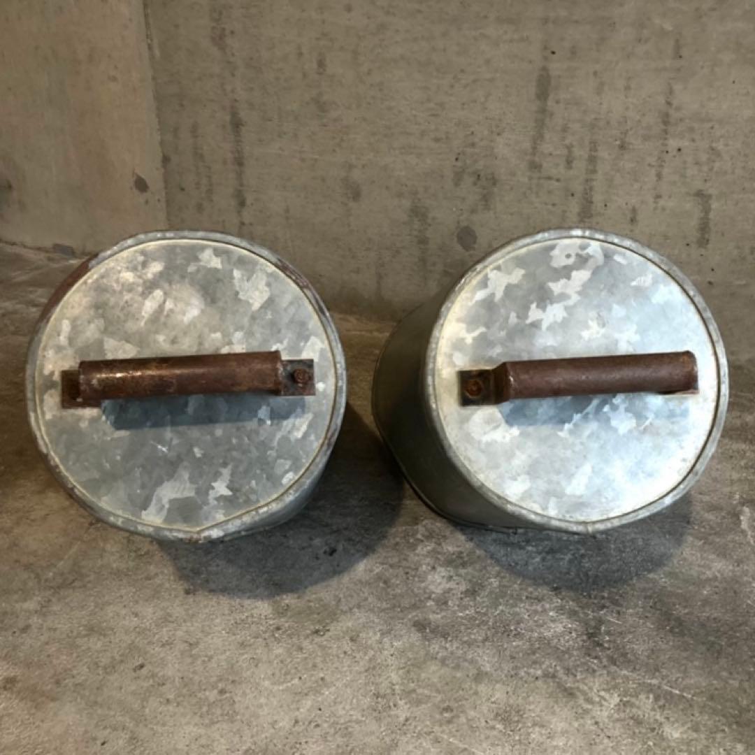 バケツ スコップ 穀物 藁 ブリキ 金属 2点 農具 古道具 シャビー レトロ