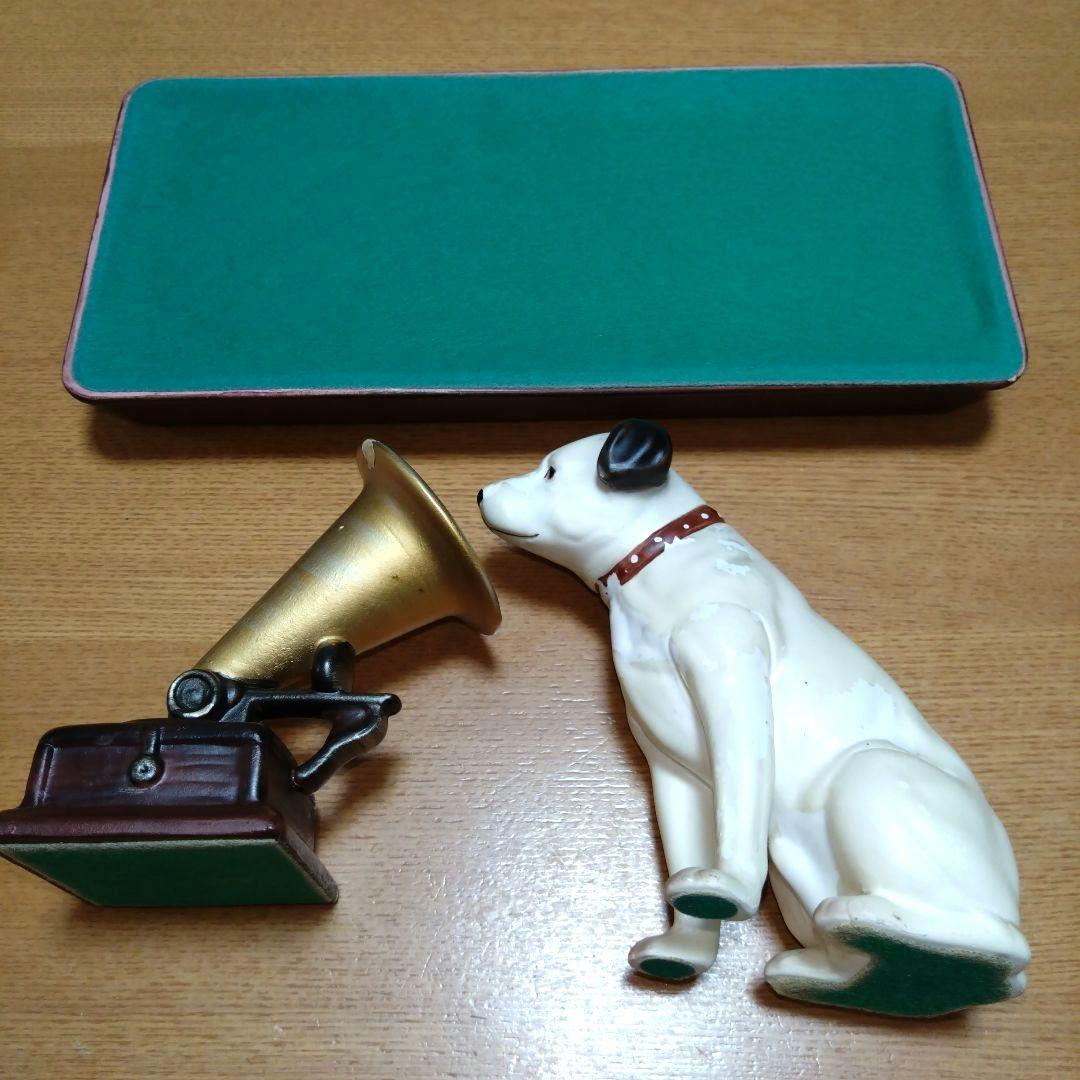 【昭和レトロ】◆ビクター犬◆蓄音機とニッパー台座付◆陶器製◆超稀少◆アンティーク