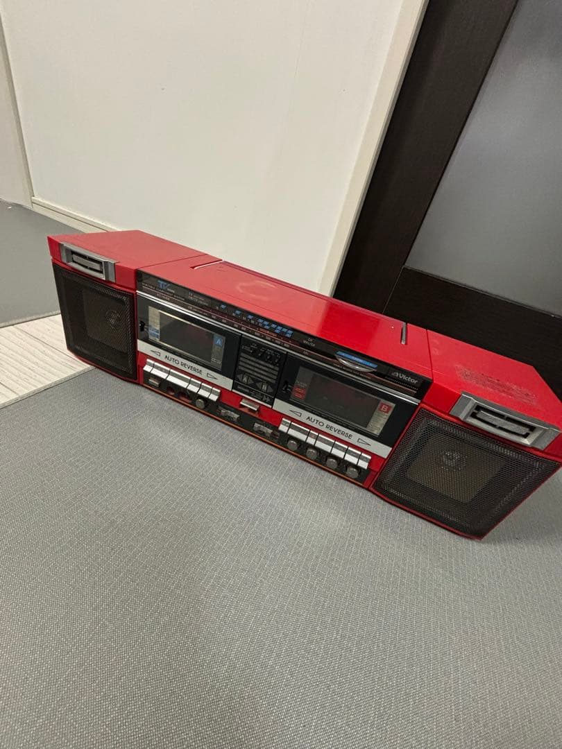 ○Victor○ビクターPC-W88 赤色○ダブルラジカセ・昭和レトロ○ジャンク