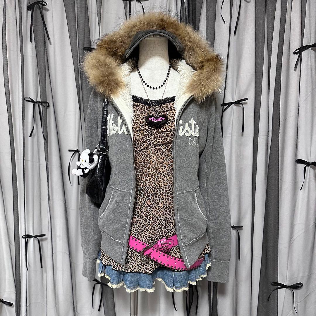 平成ギャル y2k ファー付き フード パーカー フェアリーグランジ お兄