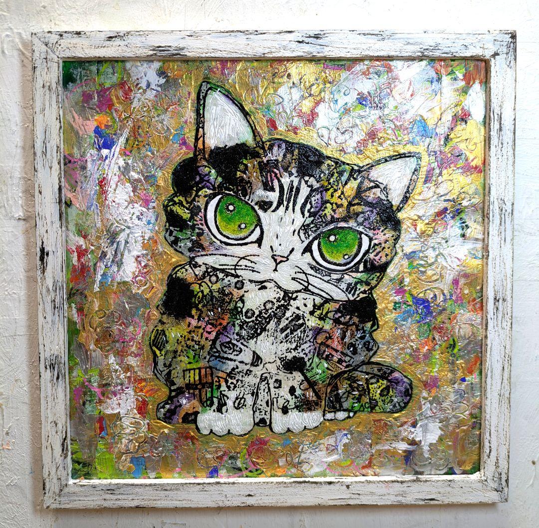 額付き銅版画応用絵画title「未来ニャンコ」