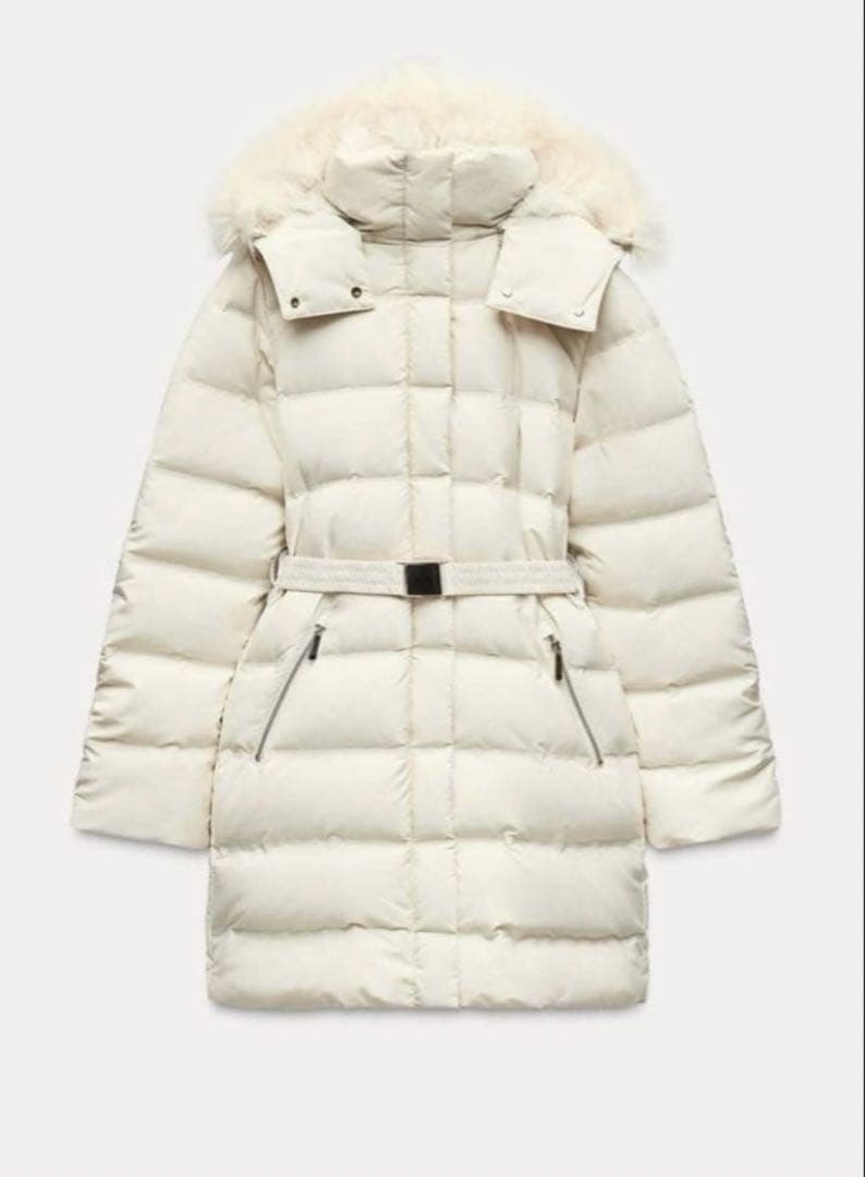 ZARA セミロング丈フード付きダウンジャケットM - メルカリ