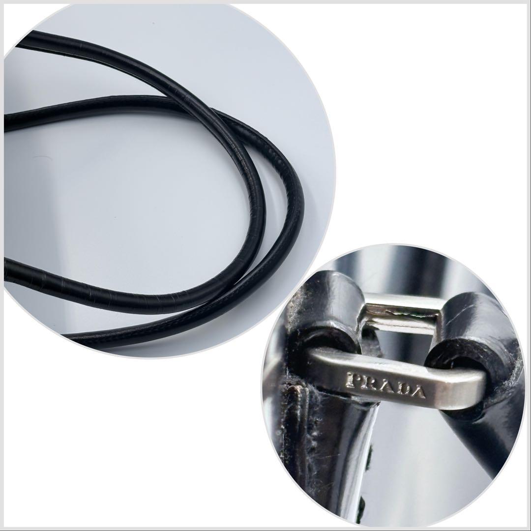 希少PRADAエナメルレザーミニボストンハンドバッグ美品ブラック南京錠