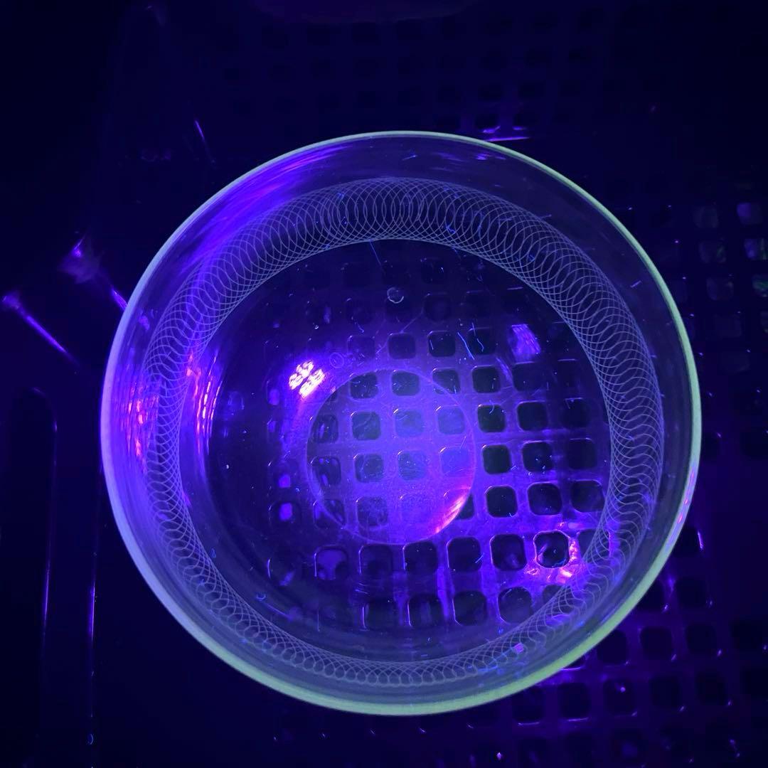 骨董 時代ガラス グラヴィール技法 薄張りガラス 碗型 ボウル ウラン