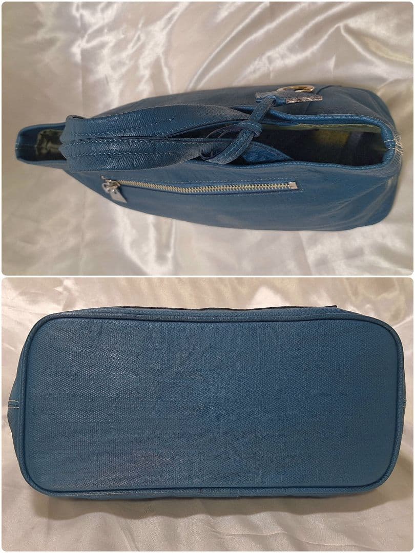 ブルーaniary アニアリ クロッシングレザー ミニトートバッグ ゴルフ