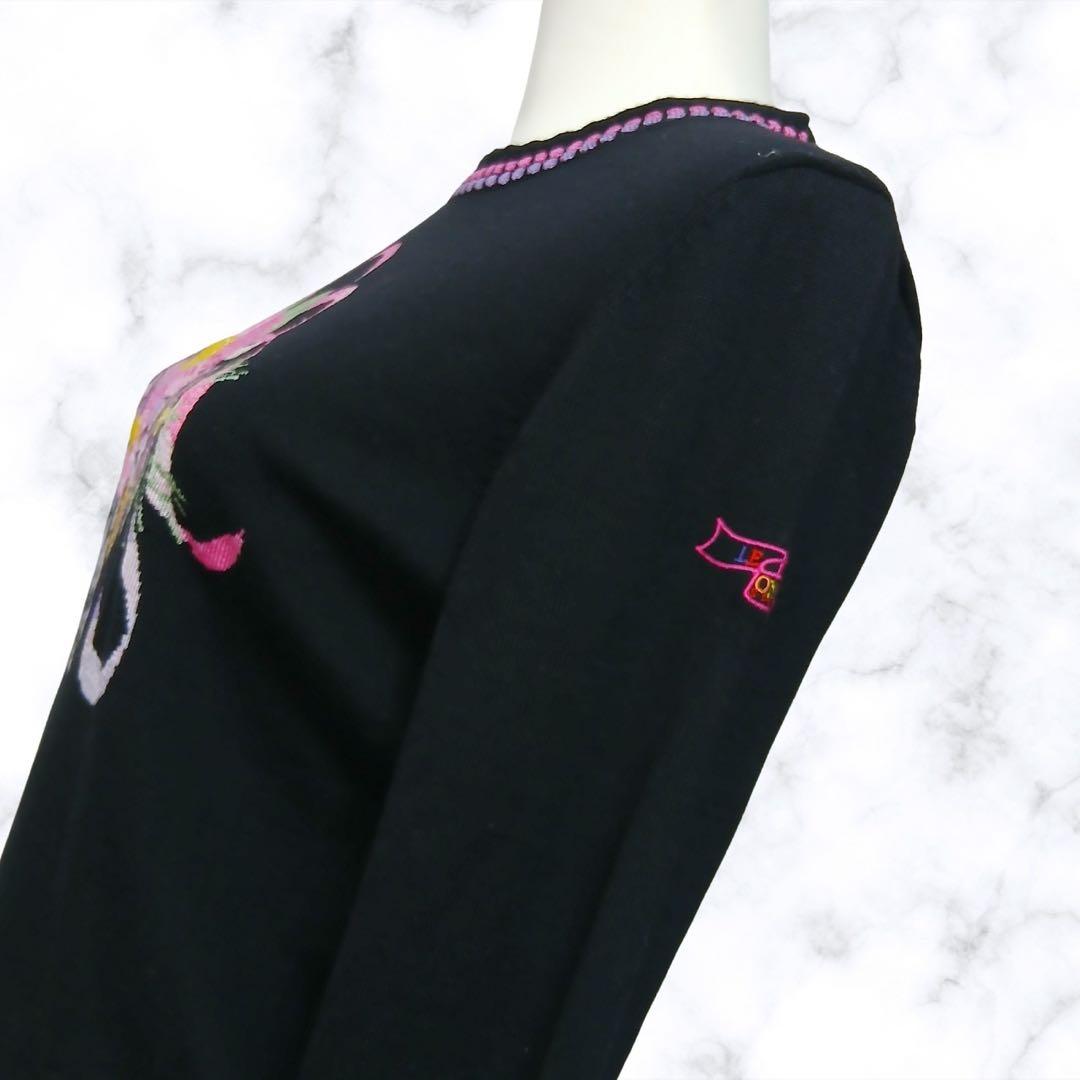 LEONARD SPORT レオナールスポーツ 刺繍ニット 黒 花柄 38 - メルカリ