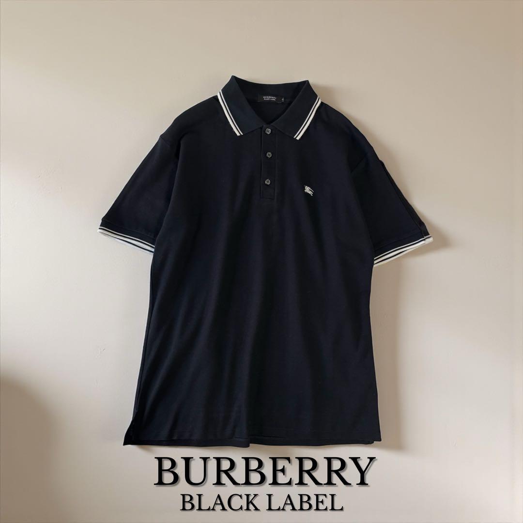美品BURBERRYBLACKLABEL半袖ポロシャツバーバリーブラックレーベル