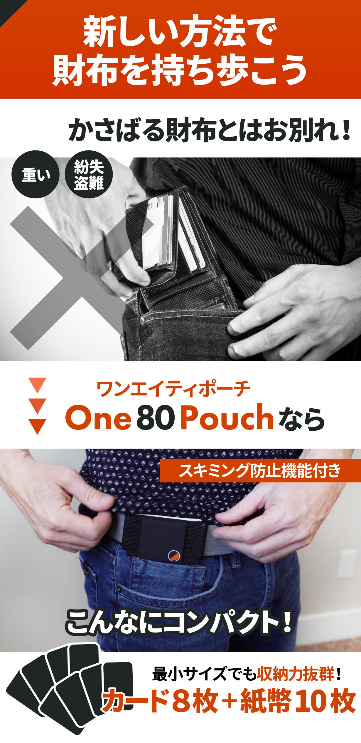 ポケット空っぽで出かけよう ! 引っ掛けて持ち歩く超薄型ウエスト