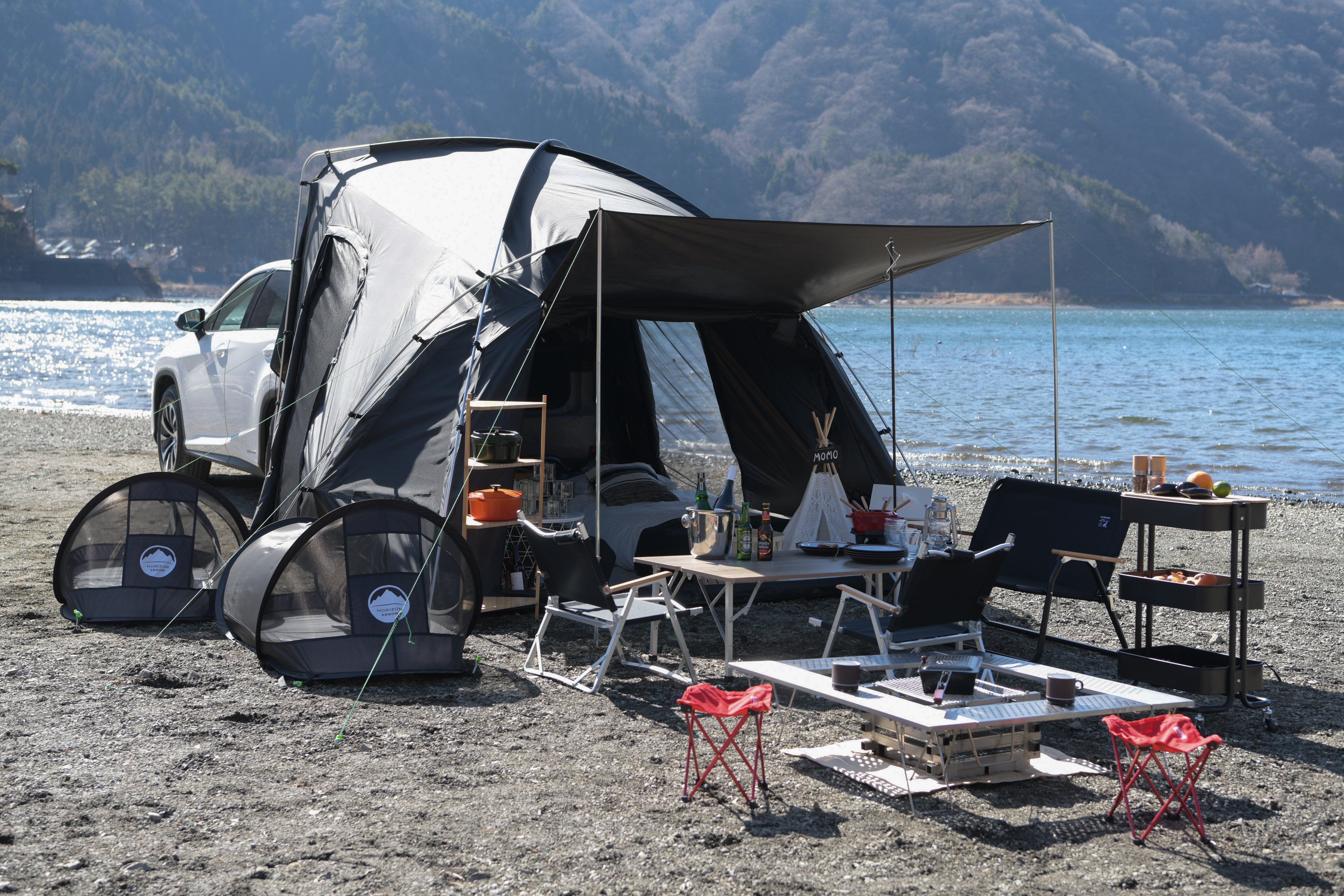 車中泊! 車に連結できるテント(カーレックス）アウトドアで快適な