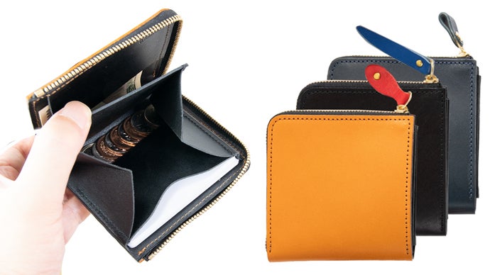 ガバっと開く小さいL字ファスナー財布。収納に合わせて最適化する