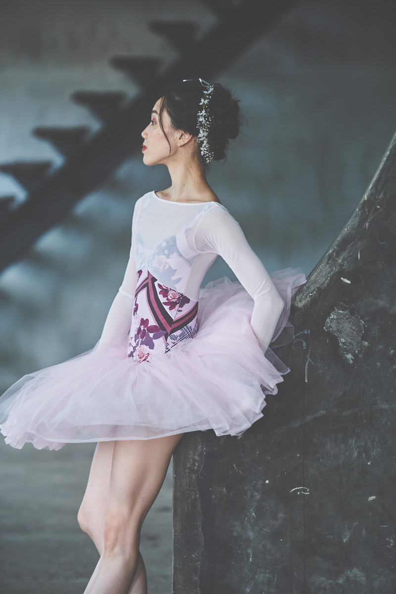 stina / type L long ribbon/brown pink×light pink