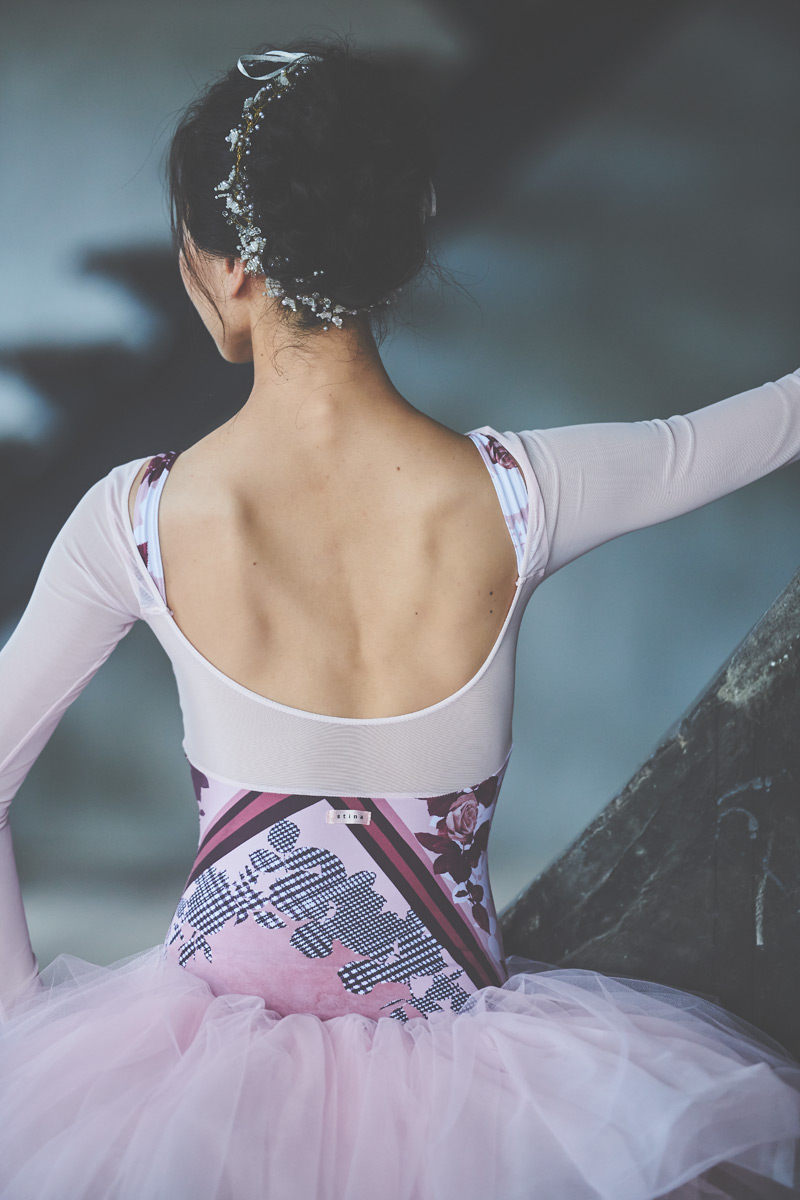 stina / type L long ribbon/brown pink×light pink