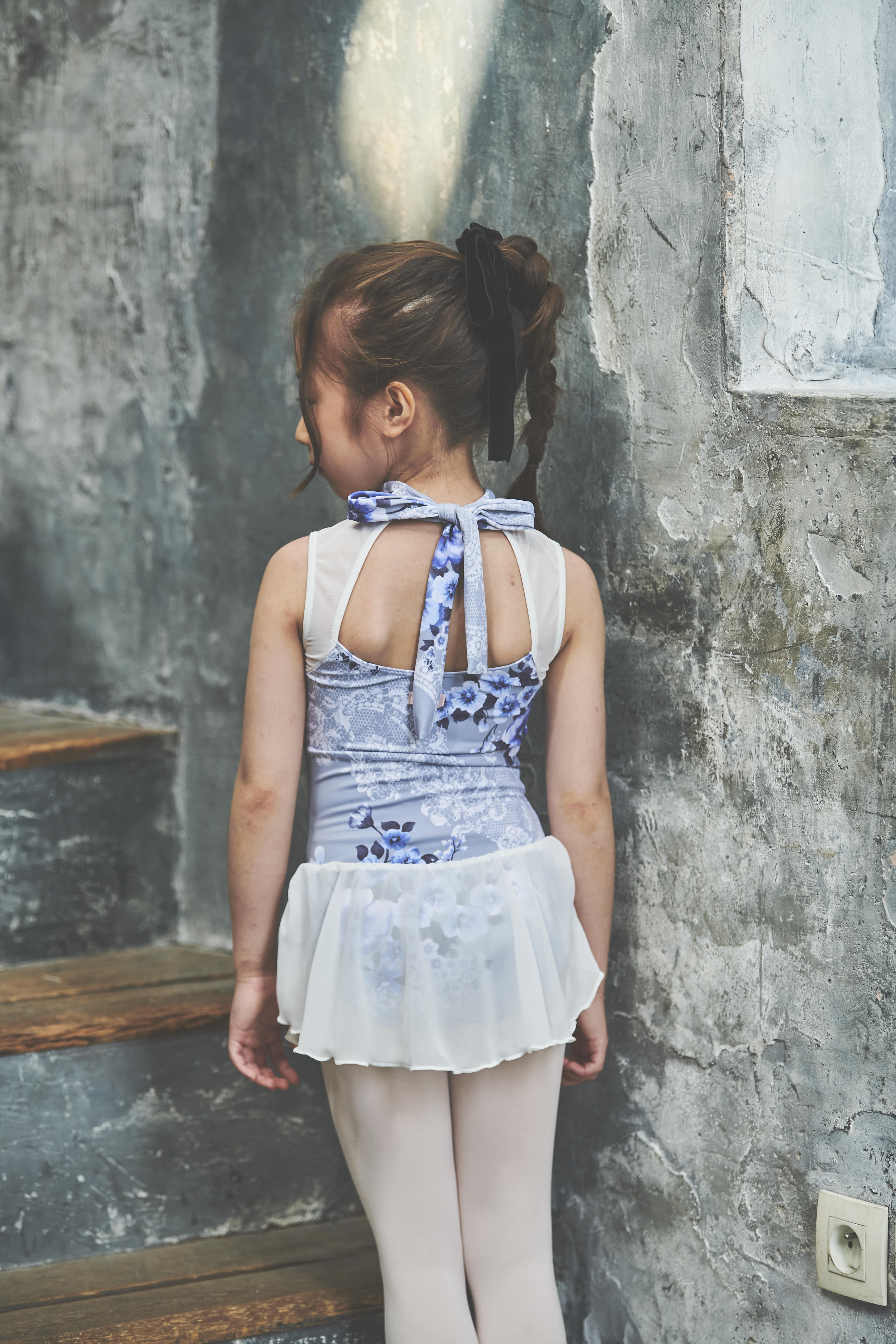 stina / type N back ribbon / lace flower sapphire blue / kids / girl
