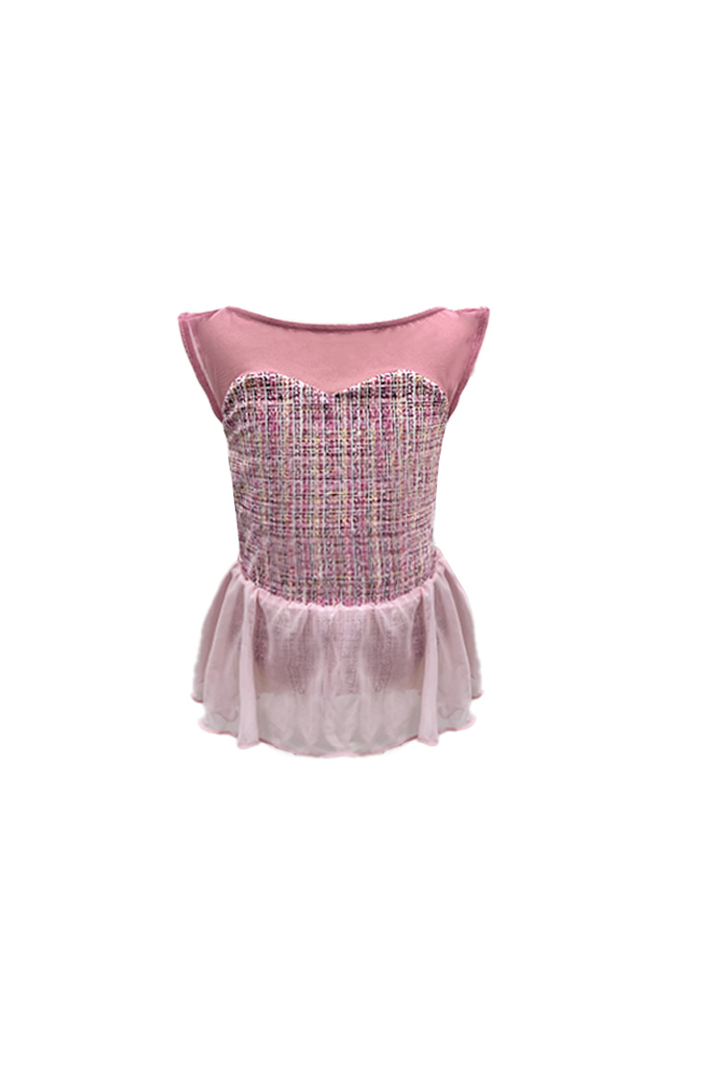 stina / type H half sleeve / dark pink tweed / kids