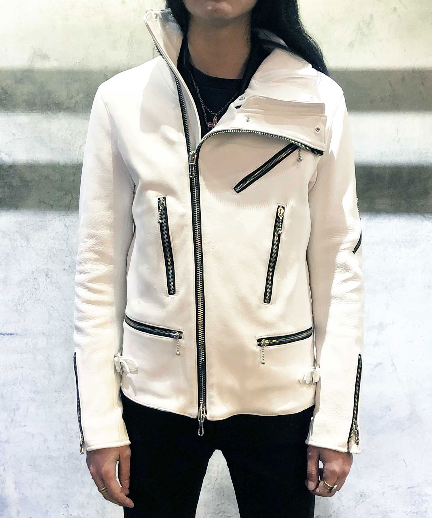 アルデヒド鞣し ディアスキン MAD ライダースジャケット - ピュア