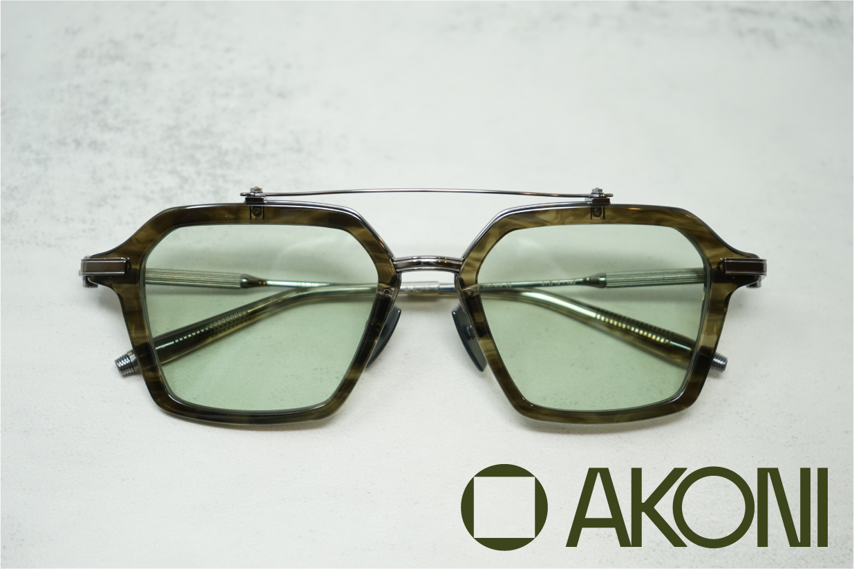 AKONI / アコニ AKARI Green Tortoise Swirl/Black Rhodium