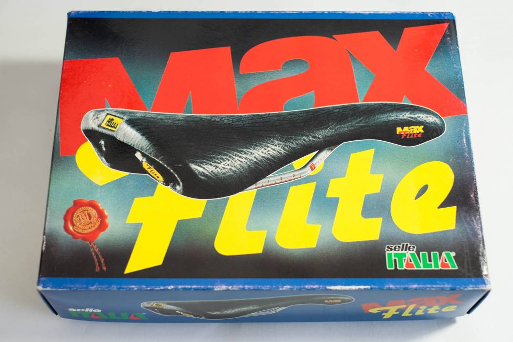 NOS Selle Italia Max Flite saddle black / yellow leather Saddle